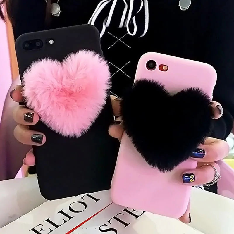 3D Furry Love Hearts iPhone Case