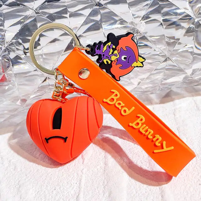 Cute Bad Bunny Heart Keychain