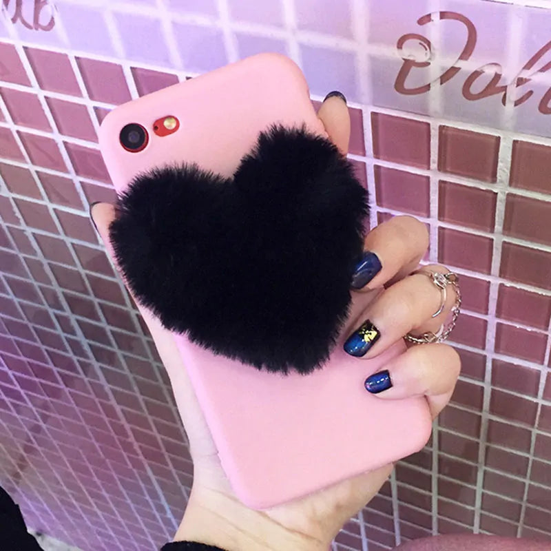 3D Furry Love Hearts iPhone Case