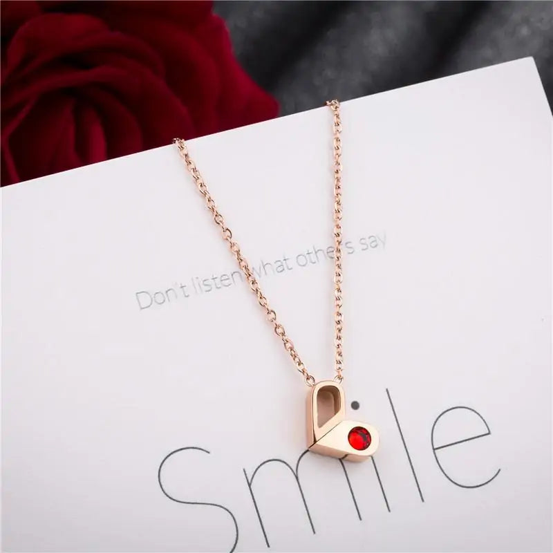 Gold Heart Lock Necklace