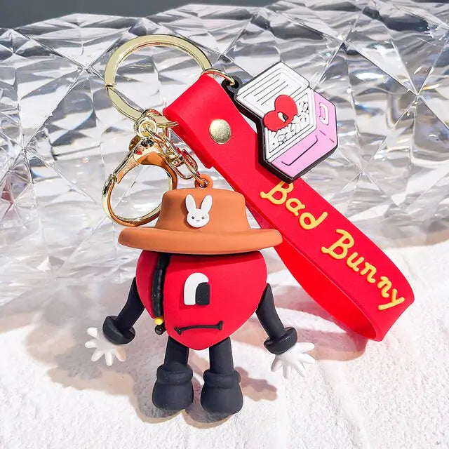 Cute Bad Bunny Heart Keychain