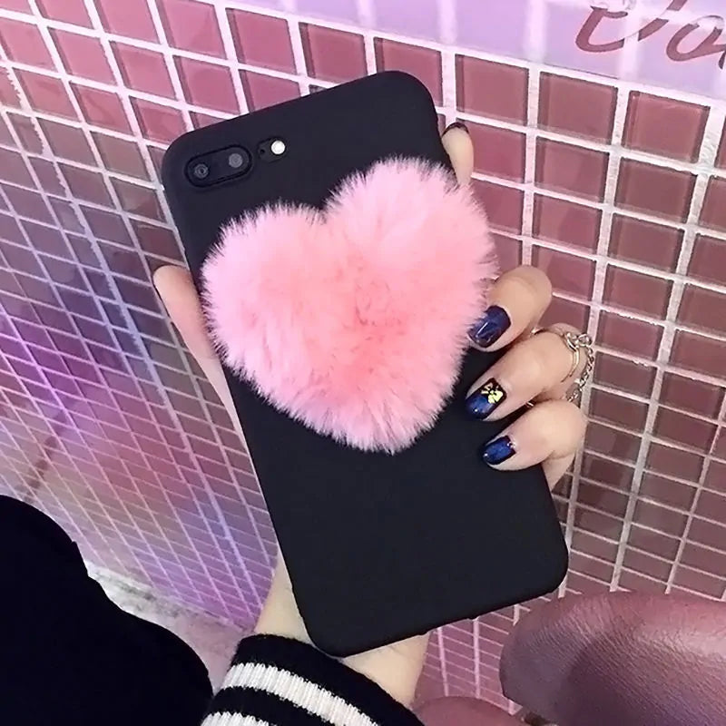 3D Furry Love Hearts iPhone Case